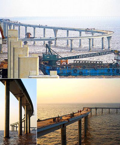 Длиннющий мост срезал над морем китайский залив