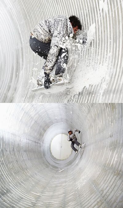 Снежный туннель создаёт летом зиму для сноубордистов